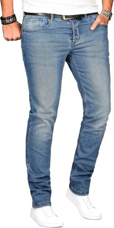 Чоловічі джинси Slim Fit ALESSANDRO SALVARINI з еластичним денімом, Washed, сині (34W / 32L)