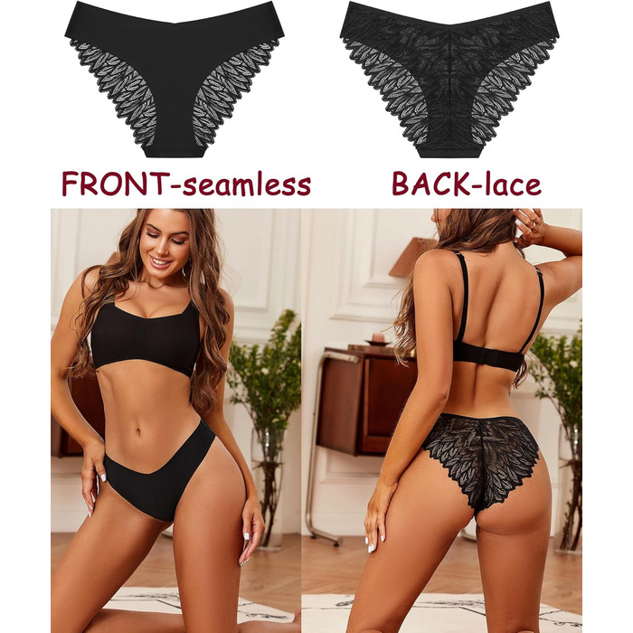 6 пар жіночої білизни Freche Unterwäsche ixcolor: мереживні труси-бікіні, безшовні, дихаючі, м'які, сексуальний хіпстер, розмір M, колір C