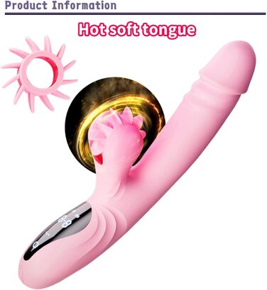 Вібратор для жінок з 9 функціями, нагрівання, силікон, дільдо, масажний стрижень, рожевий