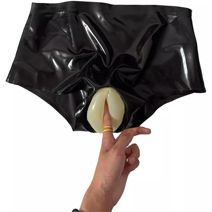Штани латексні ALMYMM для жінок, сексуальна білизна з анатомічною вставкою, чорний колір, універсальний розмір
