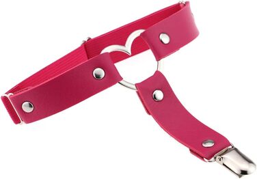 Жіночі шкіряні гетри на стегна, регульовані, з сердечками, з кліпсами, в стилі панк/готичний, для високих шкарпеток, 2 шт. чорні, 2 шт. з білою мереживом (2 шт. чорні, 2 шт. білі, 2 шт. рожеві сердечка)