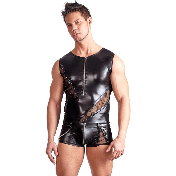 Комбінезон Svenjoyment для чоловіків - чорний комбінезон з ефектним еластичним блискавкою та ланцюгом