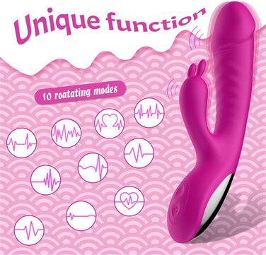 Вібратор G-Punkt Klassischer Rabbit з нагріванням, 10 режимів, тихий дildo для жінок (рожевий)