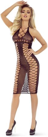 Провокаційне мереживне плаття-сітка для жінок Langes, чорне, еластичне, з вирізами, на тонких бретелях, розмір OneSize/S