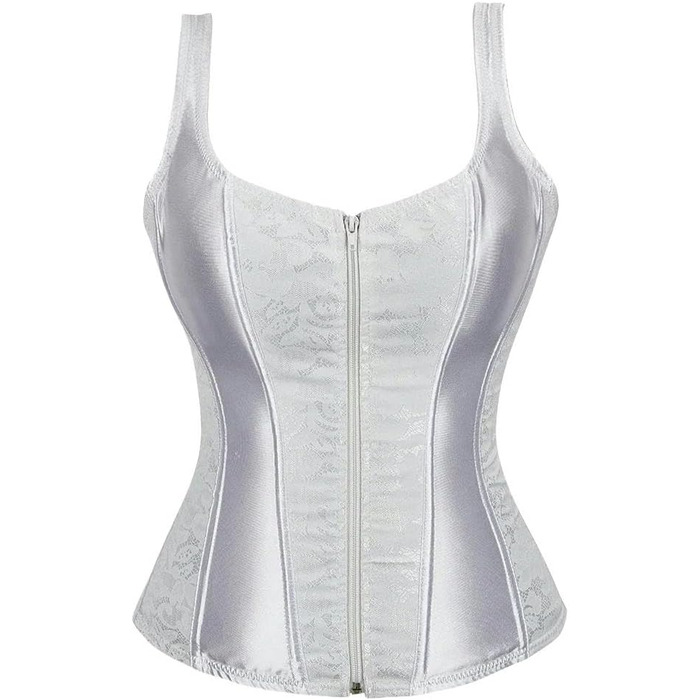 Корсет жіночий YLCYDLYU з жакарду, overbust, з бретелями, plus size, готичний стиль, корсет-топ, білий (6747-Weiß)