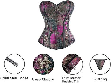 Жіноче корсетне бюстье - стимпанк корсет, сексуальна спідня білизна, корсаж, ліловий корсет, корсети та бюстгальтери, зменшення талії, сталеві кістки, готичний корсет, модель S