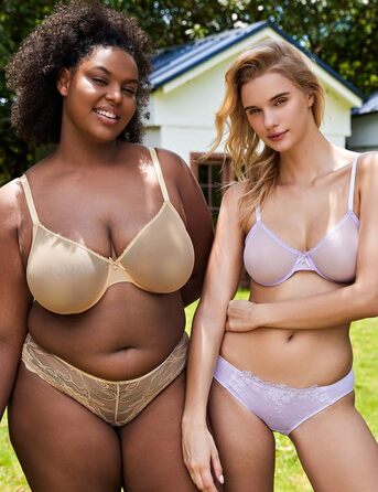 Жіночий бюстгальтер Wingslove з ефектом прозорості, без пуш-ап, мереживний, з силіконовими накладками на соски (80D, світло-фіолетовий)