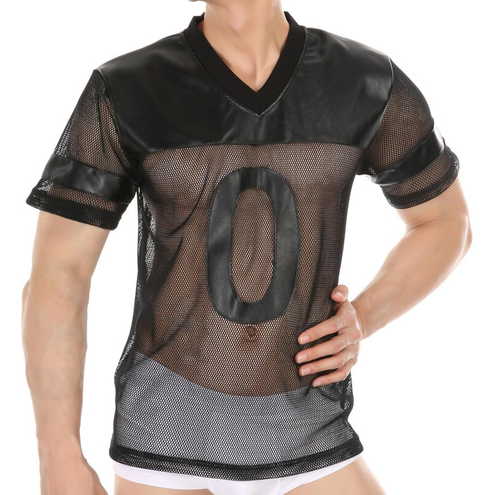 Чоловіча футболка AIEOE з сітчастою вставкою, спортивна, коротка, сітка, сексуальна, топ - S