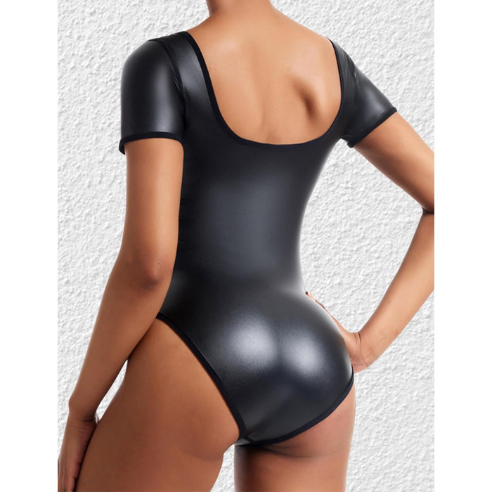 Комбінезон-боді з PU шкіри FEOYA для жінок, облягаючий, мокрий ефект, клубний стиль, 4XL