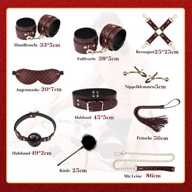 Набір для БДСМ-фетишу: 12 предметів для парних експериментів (фетиш, наручники, фетіш-іграшки, БДСМ)