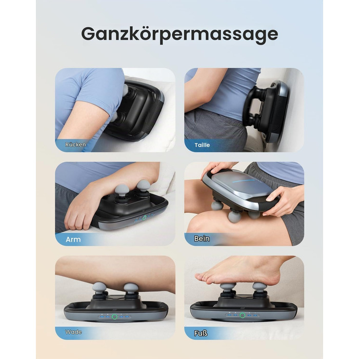 Перкусійний масажер RENPHO Massage Gun для глибокого масажу м'язів, 3200 об/хв, акумулятор 2500mAh, USB-C, 4 змінні насадки, чорний