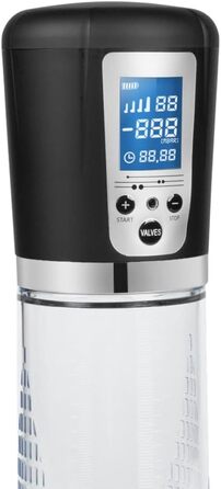 Електрична вакуумна помпа для збільшення статевого члена з акумулятором, LCD дисплеєм - 20см Ø7см - для чоловіків, допомога при еректильній дисфункції, тренування потенції