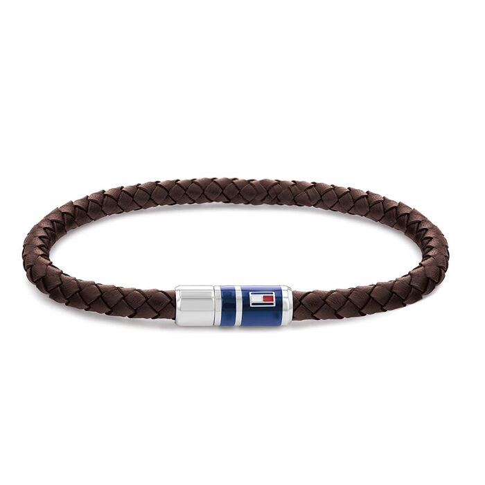 Шкіряний плетений браслет для чоловіків Tommy Hilfiger, коричневий