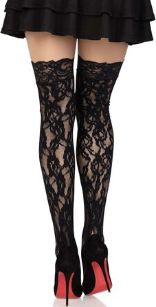 Чорні мереживні панчохи з мереживним топом Leg Avenue 9762 для жінок, універсальний розмір (EUR 36-40)