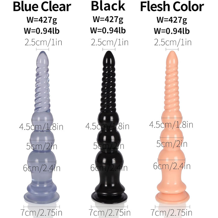 Анальний масажер Qiyasex Langer Analdildos з присоском, XXL великий, для простати, тренажер ануса, синій