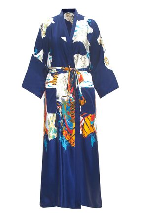 Кимоно халат для жінок, великі розміри, сатин, легкий, японський, плюс сайз, халат-юката (Pagode Kriegsmarine, 3XL)