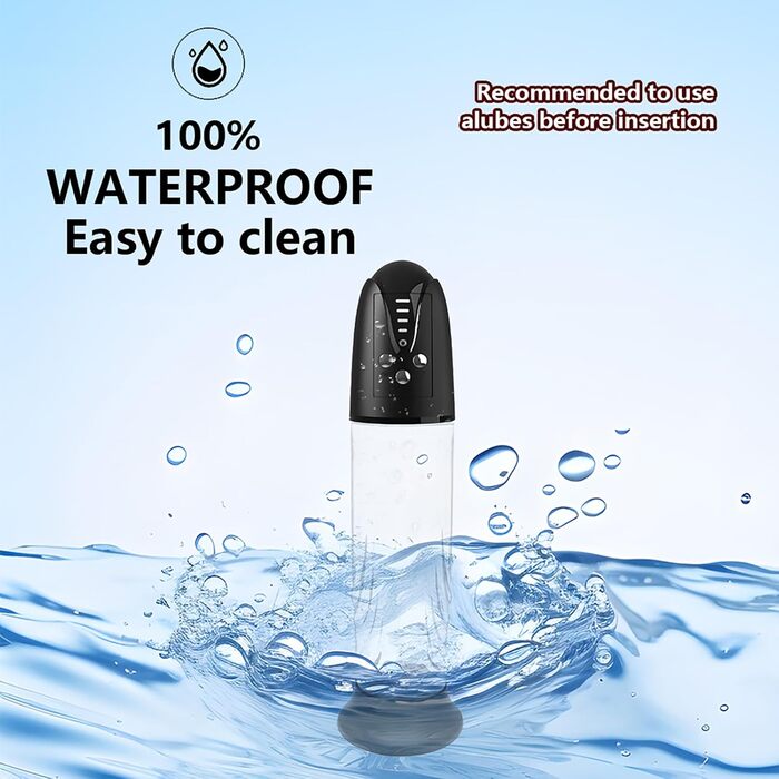 Електрична пеніс-насос з 4 рівнями інтенсивності та 4 режимами вакууму для збільшення пеніса. Мастурбатор з силіконовими насадками та сумкою