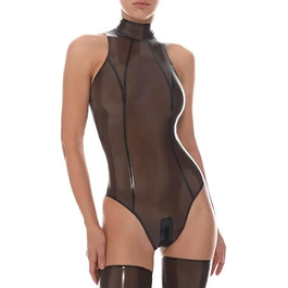 Комбінезон з латексу DAIJES, чорний, без рукавів, з високим вирізом, для вечірок та сцени