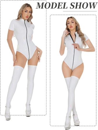 Боді з латексу Maeau для жінок, комбінезон з короткою рукавом, білий, розміри XS, M, L, XL, 3XL, клубний, для сну, клубний, для танців, білизна