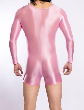 Чоловічий боді з довгим рукавом AIEOE (Рожевий, M) – блискучий, з довгим рукавом