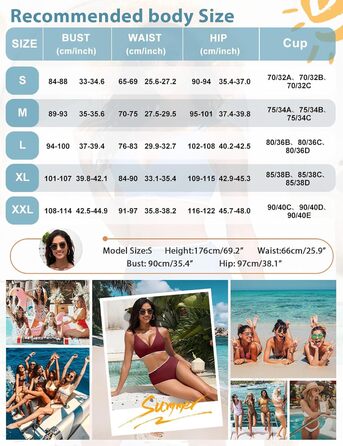 БІКІНІ ЖІНОЧИЙ ДВІ-ШТУЧКИ ПУШ-АП, ВИСОКА ТАЛІЯ, З БІЛИМ КРУЖИВОМ (БОРДОВИЙ, XL)