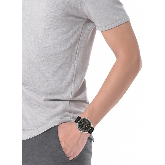 Чоловічий годинник Lacoste Chronograph Quartz колекції Boston зі шкіряним ремінцем (Black, Leather)