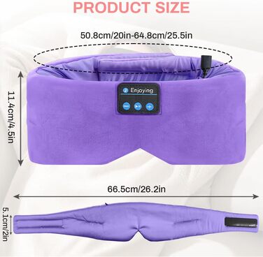 Маска для сну з Bluetooth-навушниками flintronic V5.4, бездротові стереонавушники для сну, медитації та подорожей, фіолетова