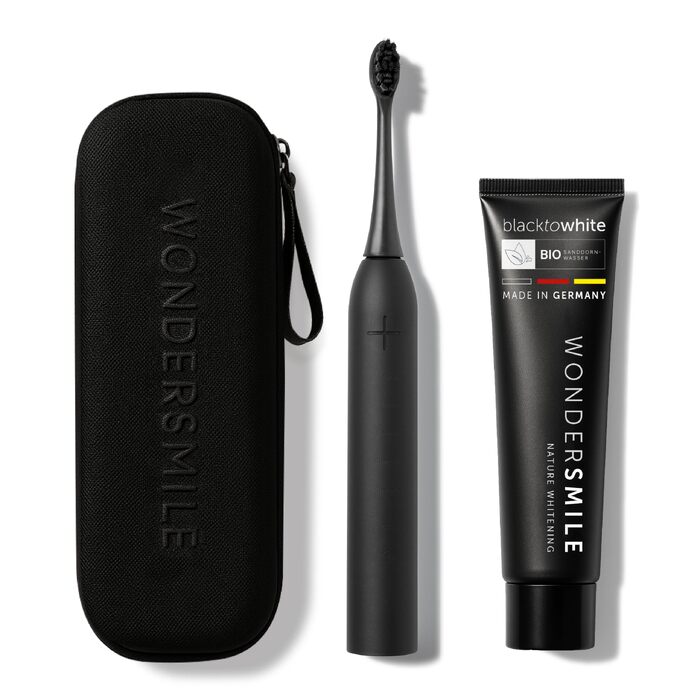 Електрична зубна щітка WonderSmile Schallzahnbürste Pro Ultimate Black: 4 програми, захист IPX8, зарядна станція та смарт-насадка
