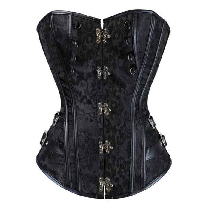Корсет Steampunk KUOSE для повних грудей з екошкіри, чорний, розміри S-6XL