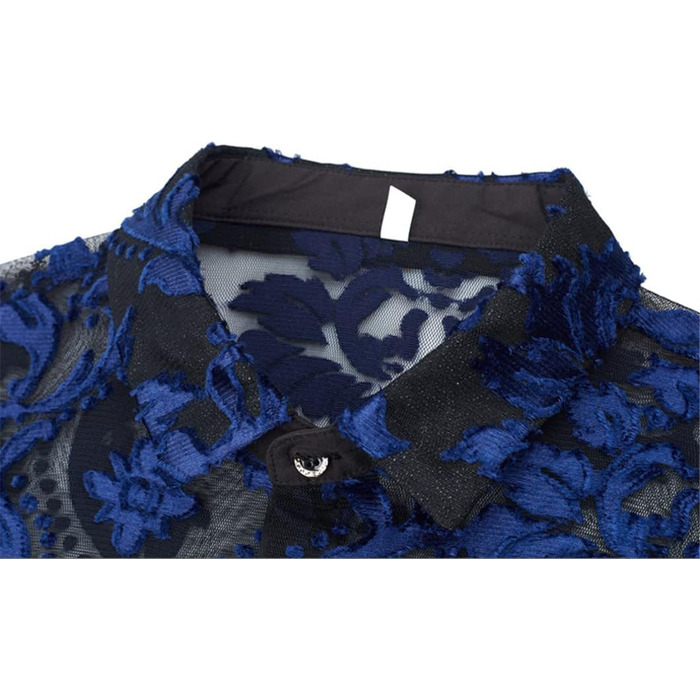 Прозора сорочка для чоловіків Bollrllr з мереживом, 2XL | Сорочка з прозорим мереживом для вечірок