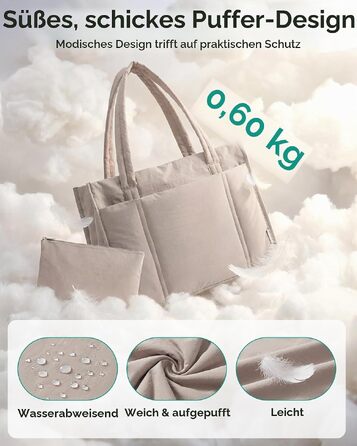 Жіноча сумка-шопер Bagsmart Puffer великого розміру (21Л) для ноутбука 15.6