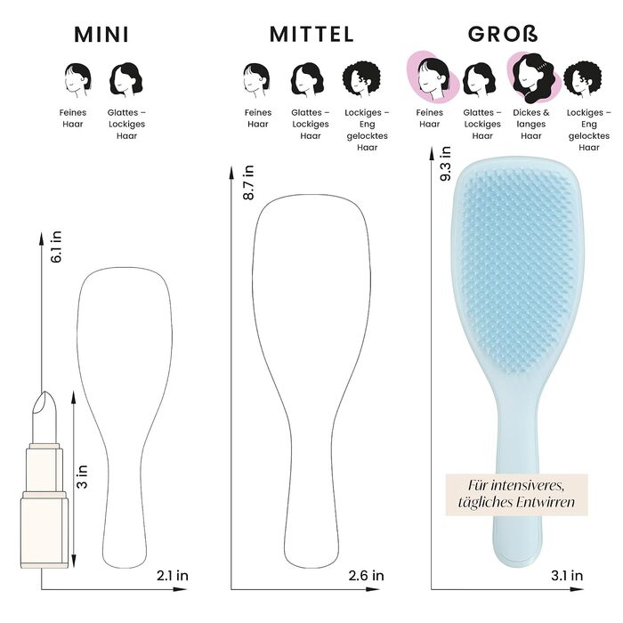 Щітка для волосся Tangle Teezer Ultimate Detangler для вологого та сухого волосся, розплутувальна для густого, кучерявого та довгого волосся, синя (для тонкого та чутливого волосся)
