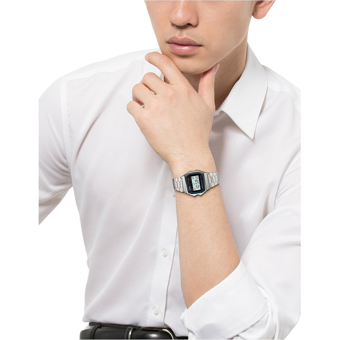 Кварцовий чоловічий годинник Casio Standard A158WA-1JF зі сталевим браслетом, класичний