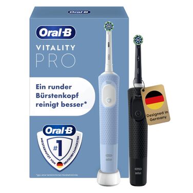 Електрична зубна щітка Oral-B Vitality Pro чорна, 3 режими чищення, з набором насадок (2 щітки + 2 додаткові насадки)