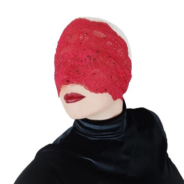 Елегантна червона мереживна маска для жінок з камінням - венеціанська маска з квітковим візерунком для маскарату, карнавалу, косплею, готичної вечірки та особливих подій. Червона (червоні стрази)