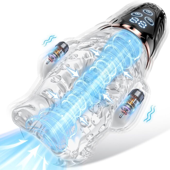 Електричний мастурбатор для чоловіків з 9 вібраційними режимами та 9 режимами вакуумної стимуляції, золотий. Іграшка для дорослих, соло-іграшка для чоловіків.