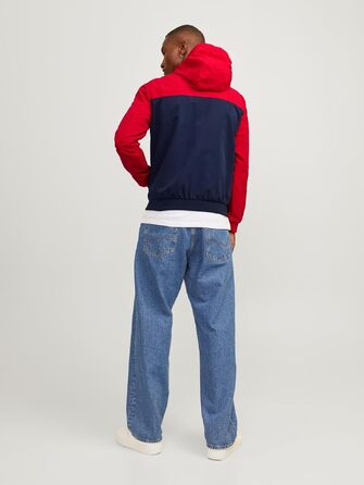 Чоловіча куртка-бомбер з капюшоном JACK & JONES Jjerush Hood Bomber Noos, чорно-біла (XS)
