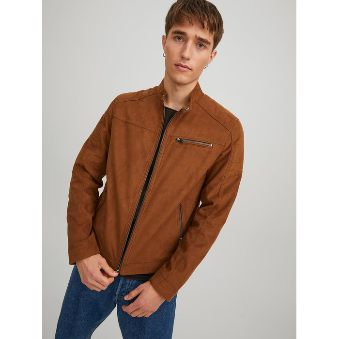 Чоловіча куртка-бомбер Jack & Jones Mae з еко-замші, колір Falcon