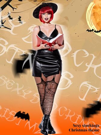 Чулки сітка халабрежки для жінок великих розмірів Jadive, 6 пар, чорні, готичний стиль, XL-XXXXL