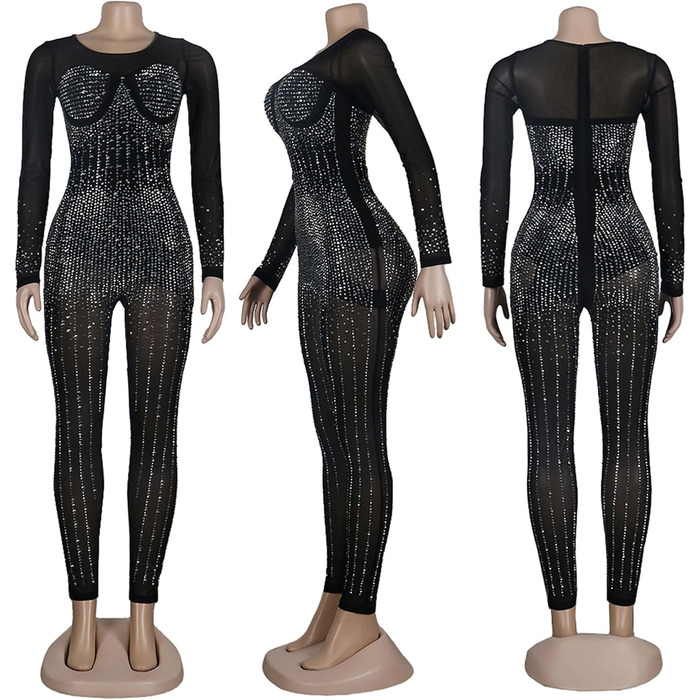 Жіночий ромпер з паєтками Nagfar – сексуальний комбінезон для вечірнього виходу, коктейльної вечірки, клубу. Чорний, XXL