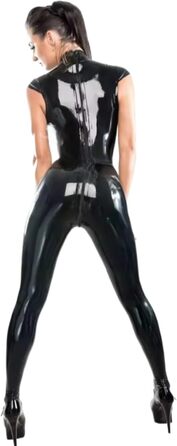 Латексний боді з блискавкою, без рукавів, високий комір, для вечірок, білий XL