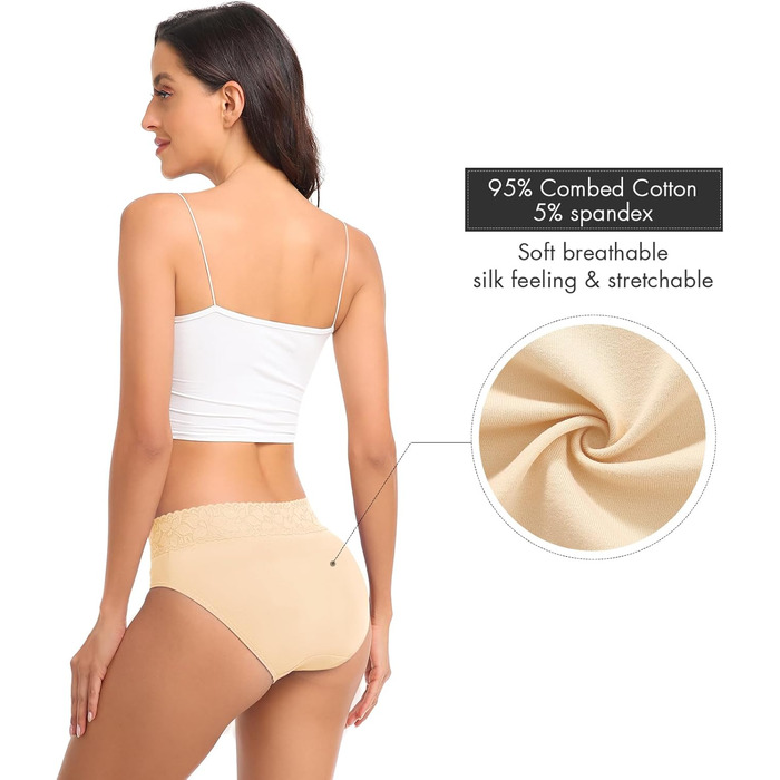 Слідки жіночі Wealurre, бавовна, мереживо, 5 шт. (S, колір тіла)