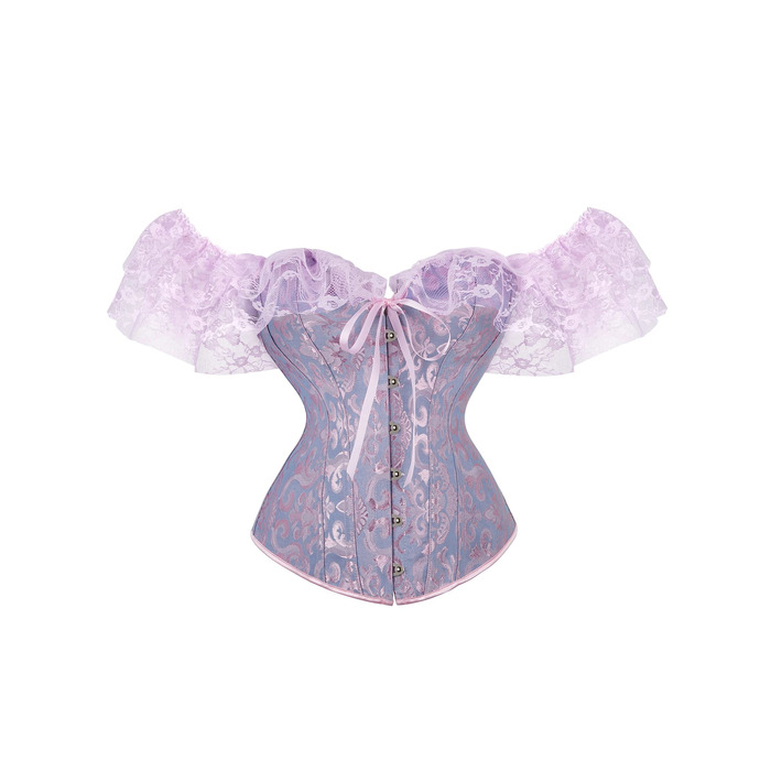 Жіноче корсетне бюстгальтер з шнурівкою, квітковий принт, вінтажний стиль, XL, фіолетовий