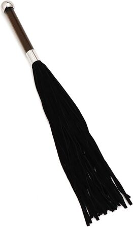 Еротичний плетіль з шкіри - багатофункціональний плетіль з велюрової шкіри з ручкою-скляним дildo (чорний)