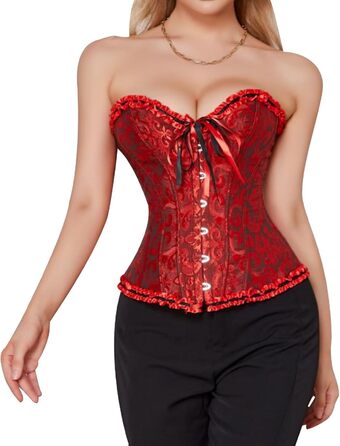 Сукня готична Moulin Rouge Coragenkleid Korett з пишною спідницею, великі розміри -6XL (XS, Червоний-2)