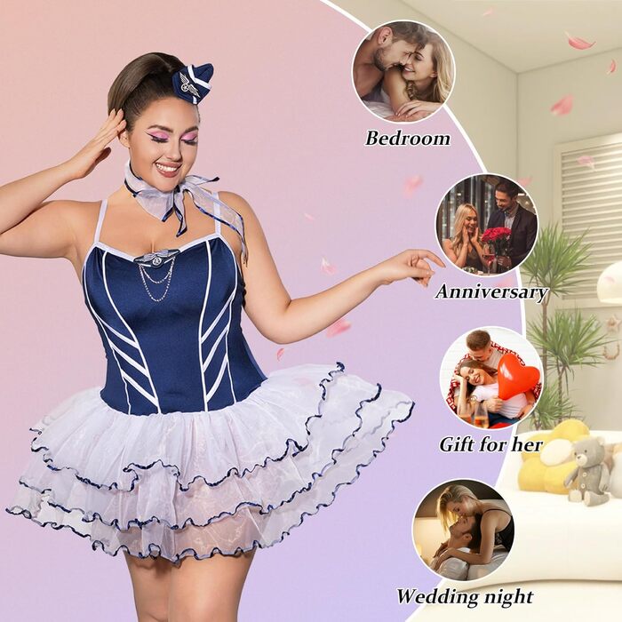 Костюм для косплею WeiDuoLuo для стюардес у великих розмірах, жіноча білизна