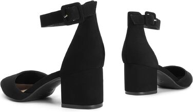 Жіночі туфлі-човники DREAM PAIRS на масивному каблуці з ремінцем на щиколотці, чорний нубук, розмір 43 EU