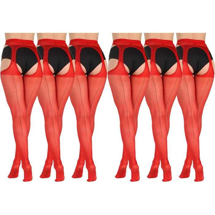 Шкарпетки BANANALU з вирізом, 20 Den, 6 штук (S, Червоний/Чорний)