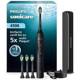 Електрична сонічна зубна щітка Philips Sonicare 4100 (HX3683/33) чорна, з 4 насадками Optimal White, дорожнім футляром та USB-зарядним пристроєм