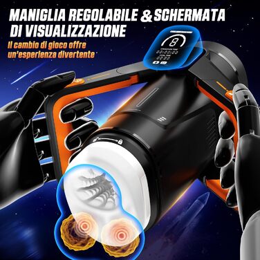 Інтимна іграшка для чоловіків Eanatoys Masturbieren - 9 вібраторів, телескопічна функція, 3D реалістична вагіна, LCD-дисплей, помаранчевий колір